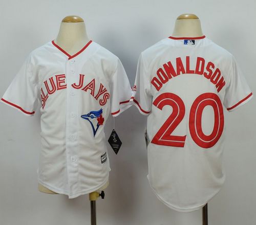 Blue Jays #20 Josh Donaldson White 2015 Canada Day Stitched Youth MLB Jersey - Click Image to Close